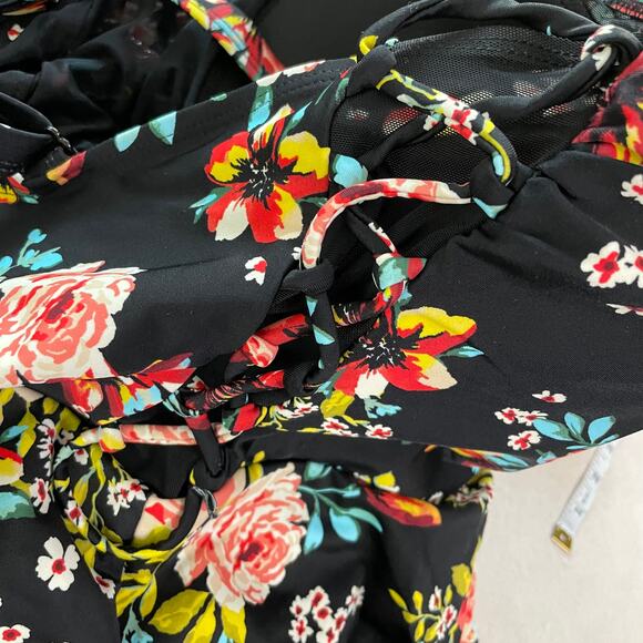 Torrid NWT Short Length Side Tie Swim Dress - Floral Size 0X Adjustable Strap - Picture 7 of 8
